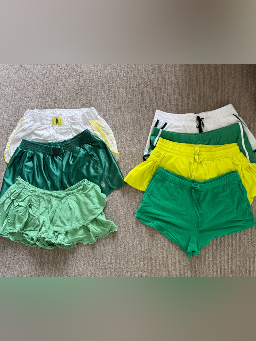Free People Green & Lemon 🍋 Athletic Shorts Lot